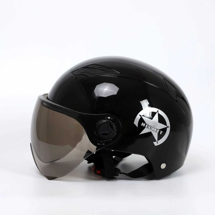 Casca Scuter/Trotineta electrica, marime universara, cu viziera, Negru