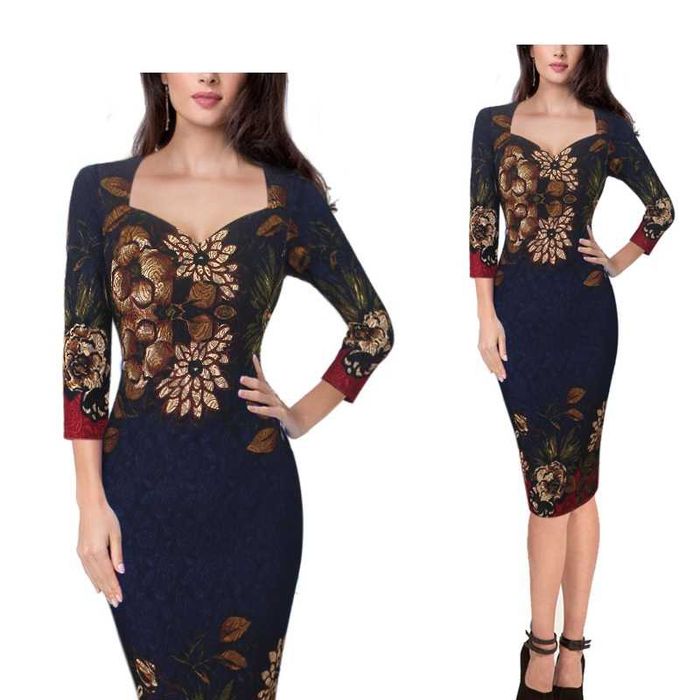 Елегантна дамска рокля цветя XXXL