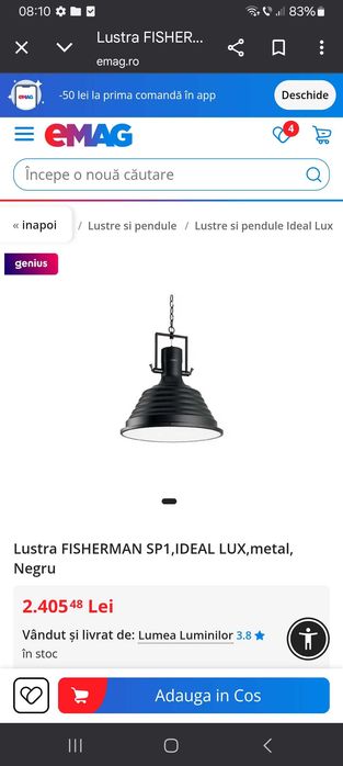 Lustre Designer Fisherman SP1,Ideal Lux,Model Industrial
