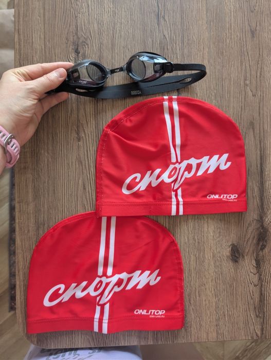 Очки для плавания, шапочки для плавания
