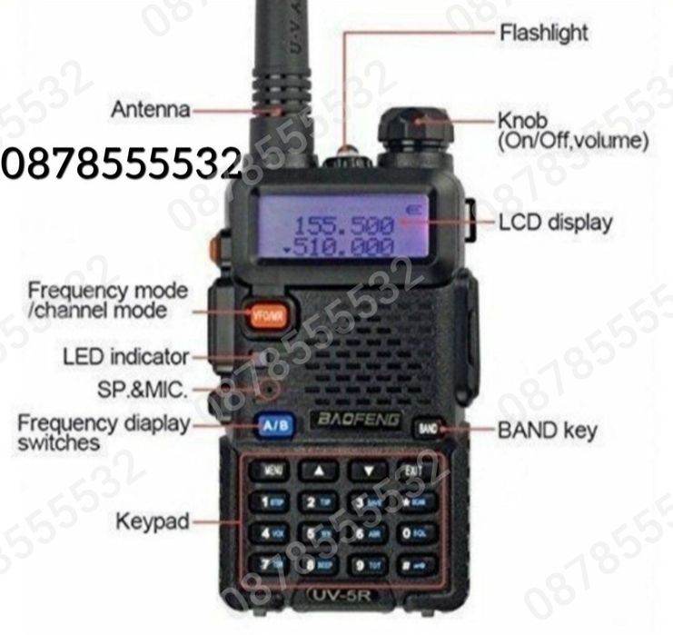 Компактно уоки-токи Baofeng радиостанцииUV-5R,UV-6R,UV-9Rрадиостанция