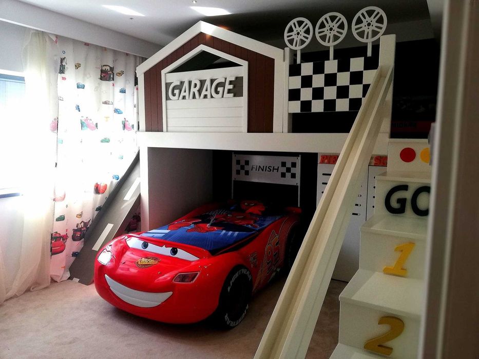 Pat copii dormitor modern Racing Fulger McQUEEN Cars Rusteze ABS