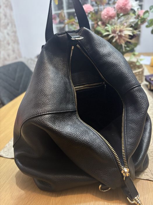 Ghiozdan / geanta ANNA CORI din piele naturala neagra