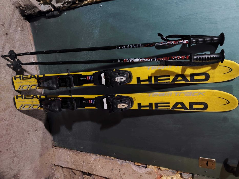 Детски ски комплект - ски 100 см + обувки 21.5 см + щеки