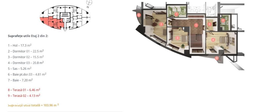 Penthouse in cel mai inalt bloc de locuinte din Romania, West City Tow
