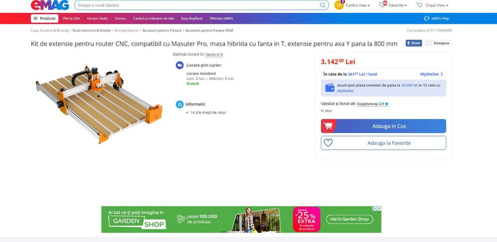 Kit extensie router CNC compatibil Masuter Pro, REDUS de la 3142ROM