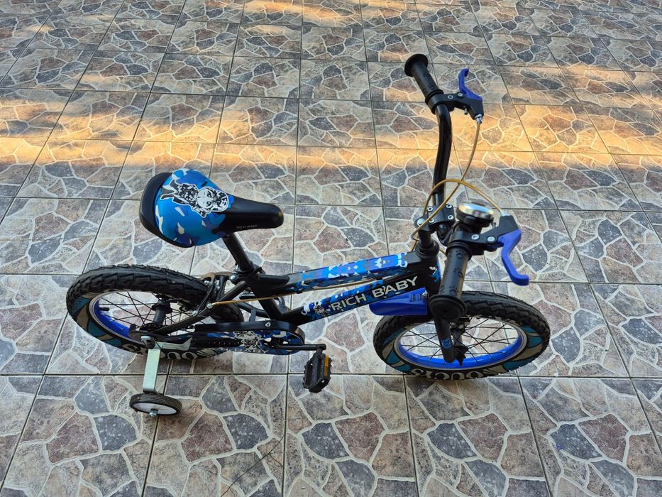 Bicicleta Rich Baby R14WTA, roti 14", roti ajutatoare, 3-5 ani