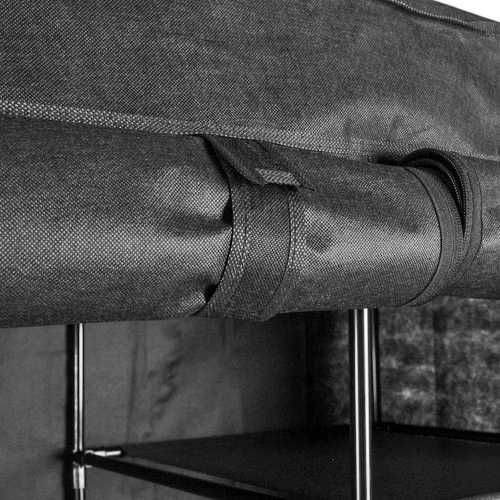 Сгъваем текстилен гардероб с 14 рафта и 2 закачалки 170х170х42см Черен