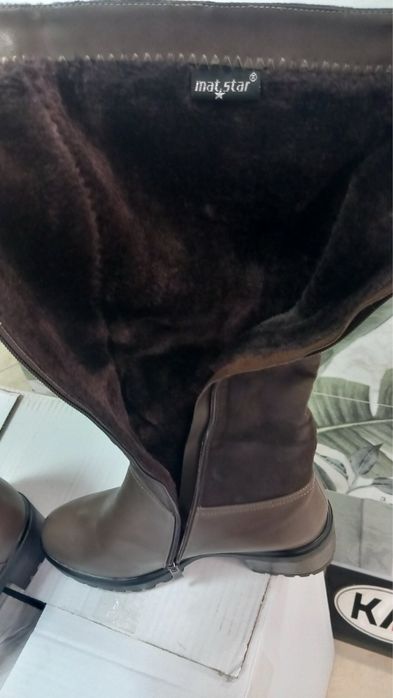 Зимни ботуши от естествена кожа и велур