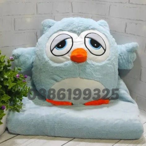 3в1 Емоционален бухал с одеало, Плюшена играчка Бухал с одеало