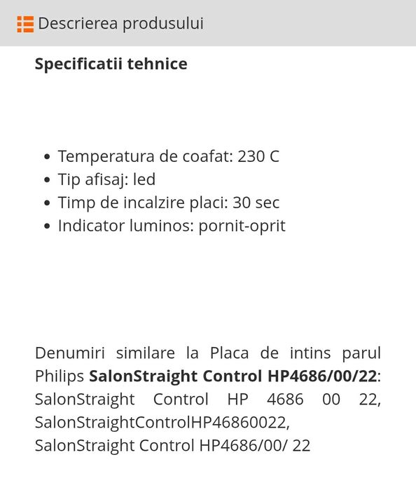 Placa de intins îndreptat parul Phillips