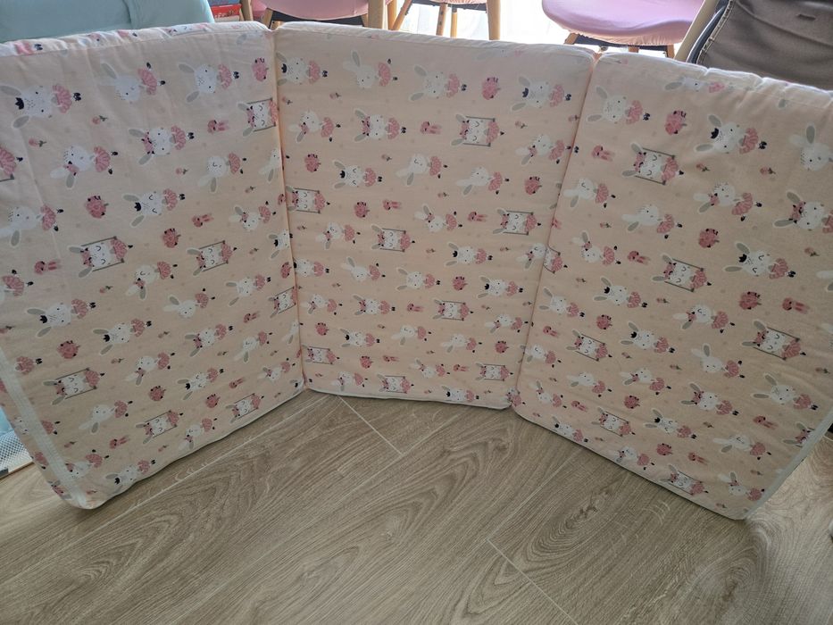 Saltea pliabila din spuma poliuretanica si husa din bumbac, 120 X 60 cm, Bunny Roz