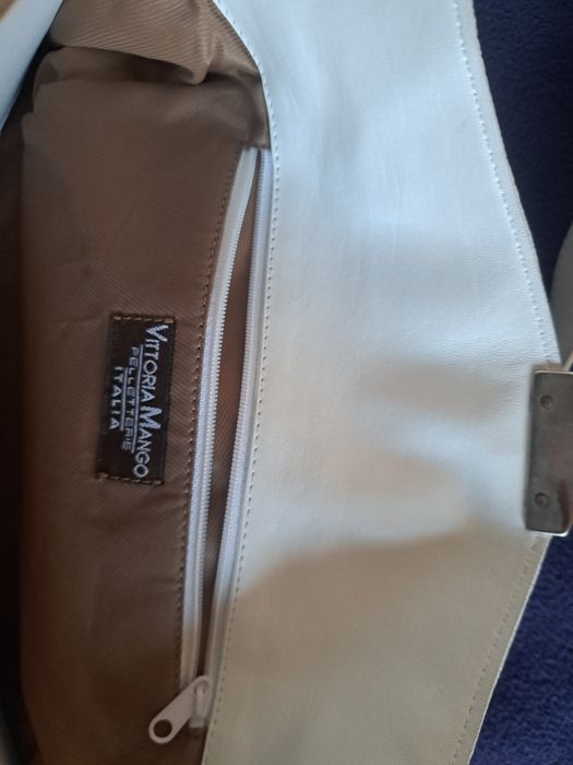Чанта бяла естествена кожа Vittoria Mango, Italia
