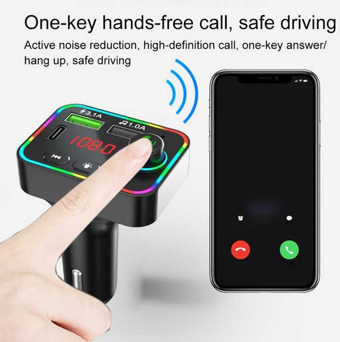 FM Трансмитер Bluetooth за кола Handsfree + 2 USB зарядно 12V - 24V