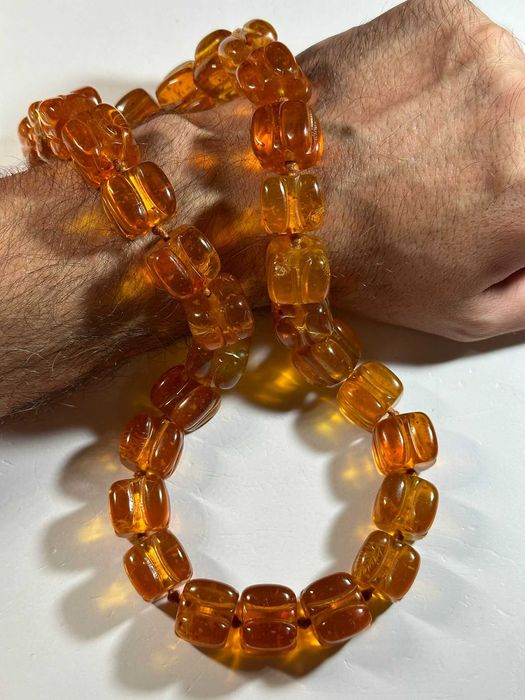 COLIER CHIHLIMBAR Natural + AUR 18K (5g.) - AMBRA - Sculptat - Vintage