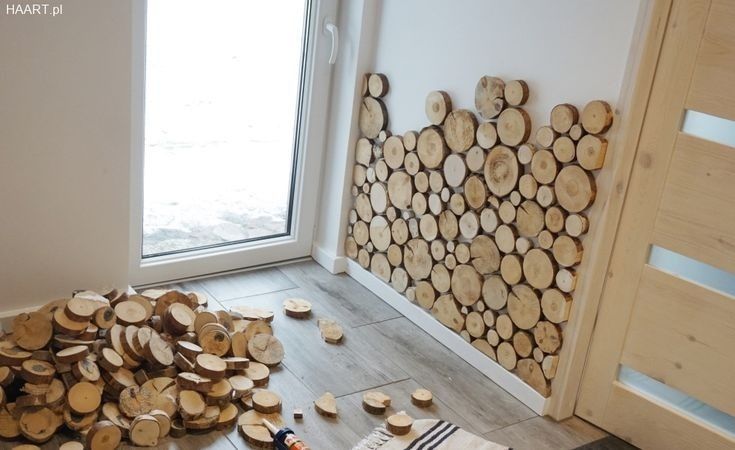 Mozaic din rondele din lemn uscat