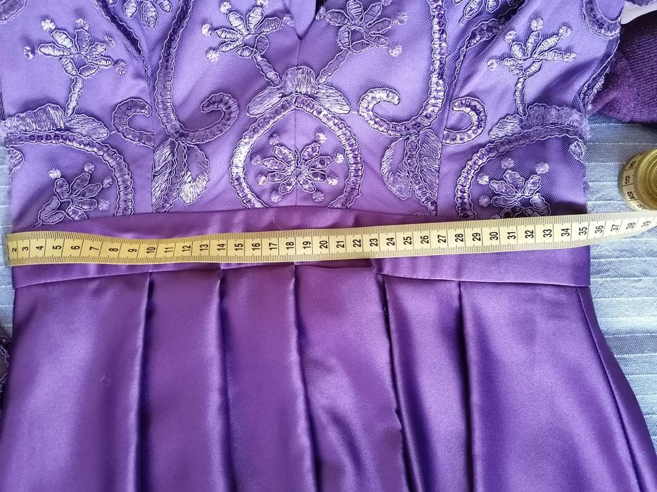 Rochie de ocazie / nașă, mov, satin & dantela, transp.inclus
