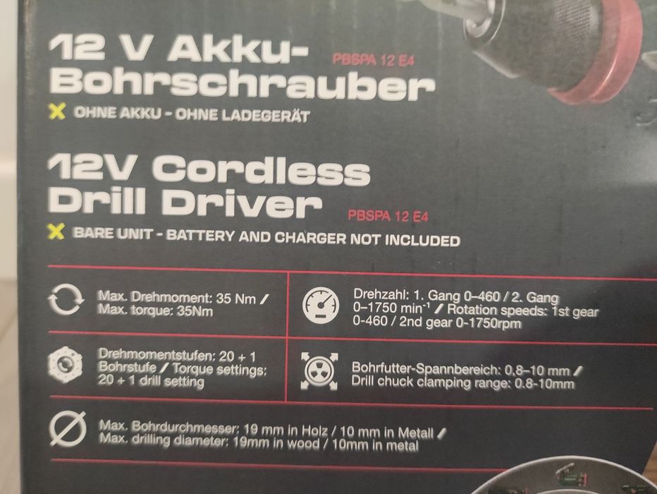 Bormasina 12 V Parkside Performance pe acumulator