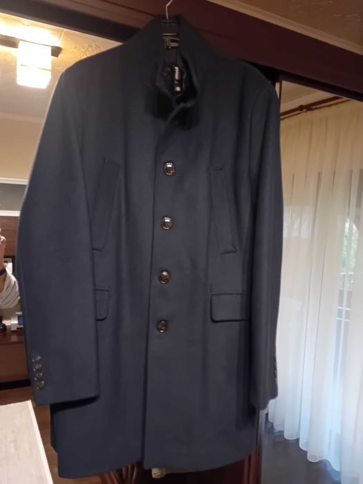 Vand palton pardesiu barbati marimea L nou Zara Man culoare bleumarin