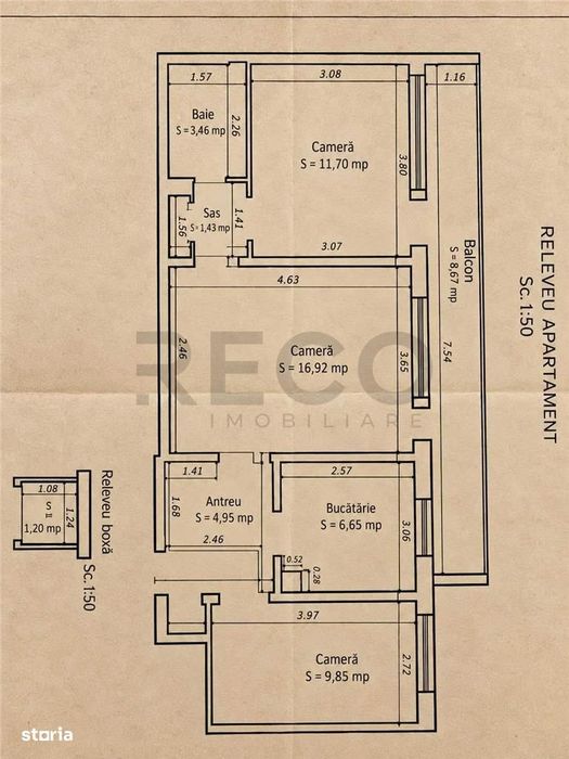 RECO Apartament semi-decomandat cu 3 camere