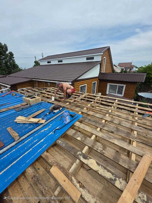 Ремонт крыши, жесткая кровля, фронтон, профлист, черепица, ондулин !