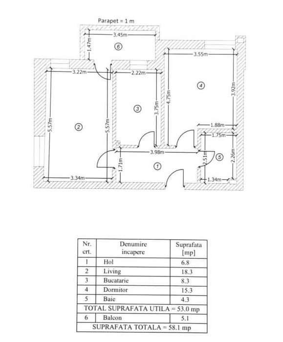 Apartament decomandat 2 camere, mobiliat si utilat, include loc parcare