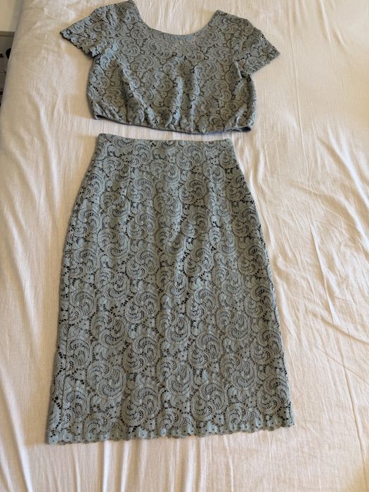 Compleu dantela Zara xs top si fusta midi