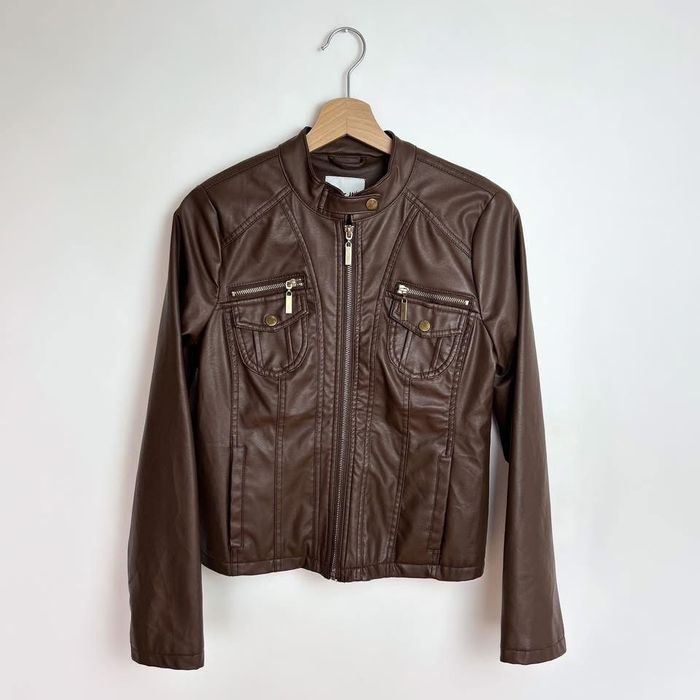 Тъмнокафяво яке от еко кожа Miss Selfie