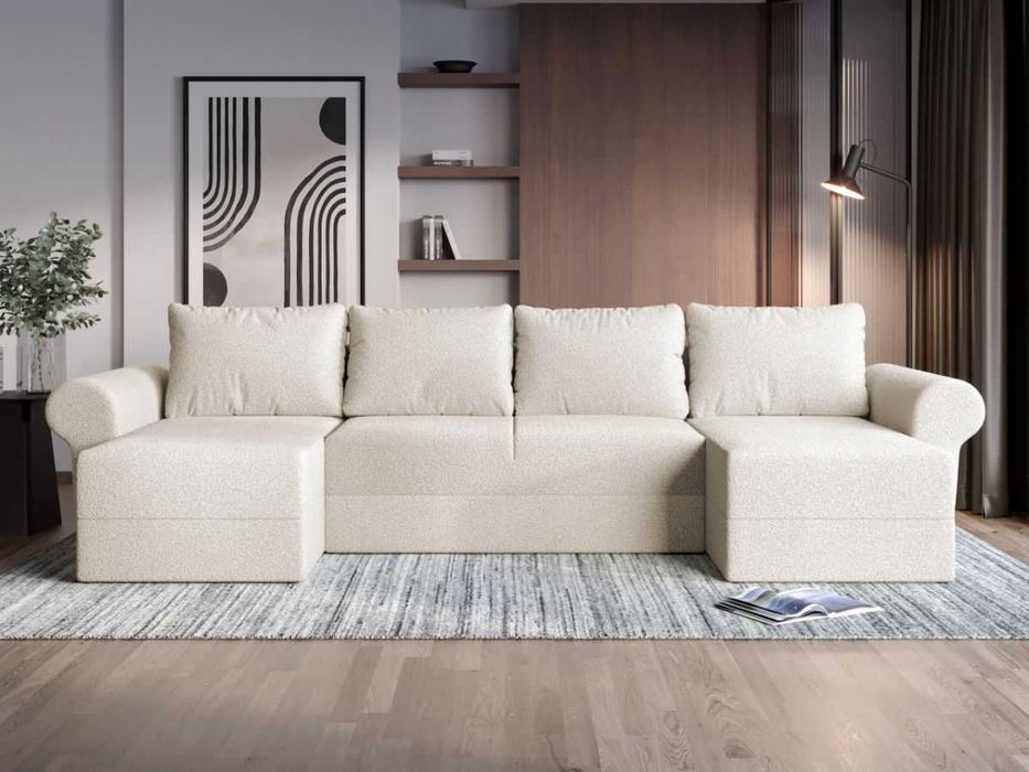 Coltar U Extensibil Bonito plusat aspect lana alba - Transport Gratuit