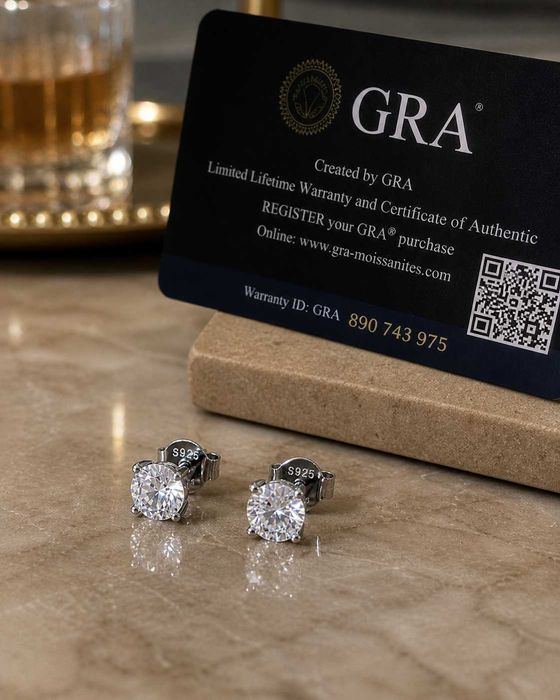 Cercei Moissanite 4mm Argint S925 – Certificat GRA – Unisex (bărbați & femei)