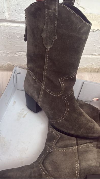 Сапоги осень кожа и замша натур.