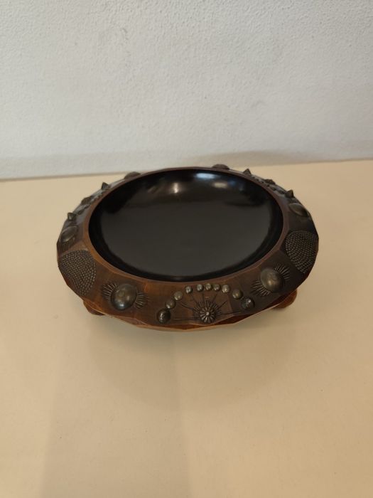 Винтидж дървена декоративна купа – Art Deco, ръчна изработка