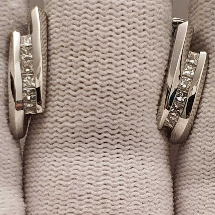 cercei aur alb 14k cu 0.75ct diamante naturale princess