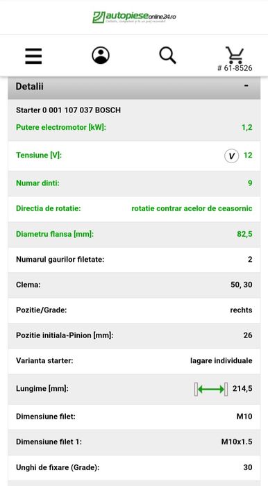 Demaror, electromotor, starter Bosch pentru Mercedes, VW, Ssangyong