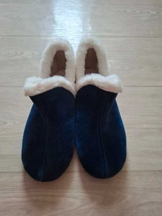 Papuci de casă femei din căptușeală pluș, mocasini calzi – Bej nr 37, Bleumarin nr 38