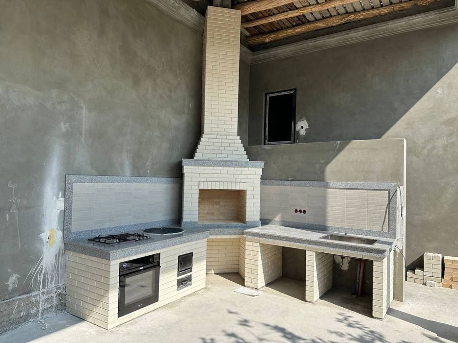 Barbekyu, kamin, ochoq,