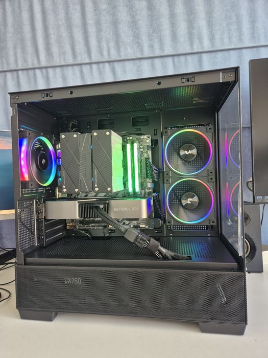 Gaming PC RTX 4070 FE cu Ryzen 7 7800X3D si 32GB 6000 RGB, sursa Corsair, 1TB pcie 4.0
