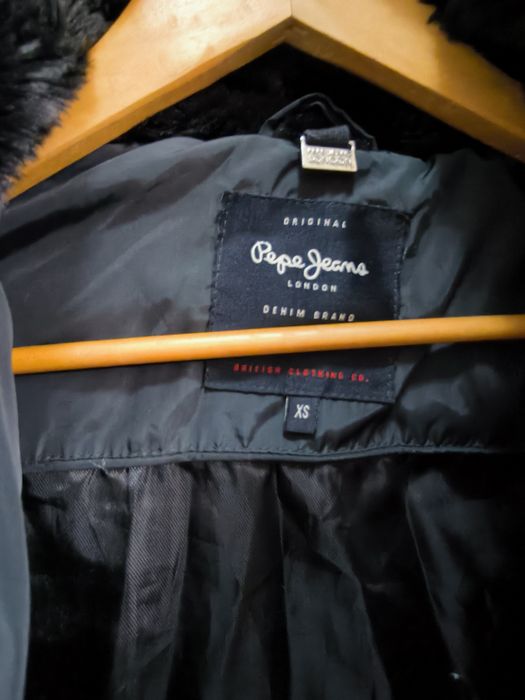 Geaca lunga iarna Pepe jeans Bailey, puf si pene, XS(34)