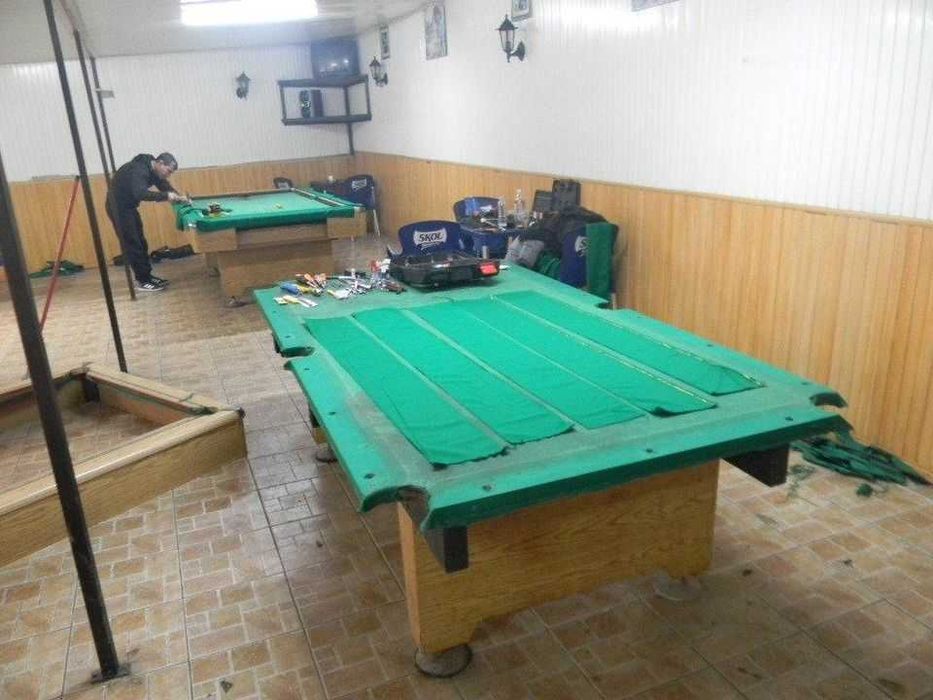 postav masa de biliard / panza schimb cosuri si mante cauciuc