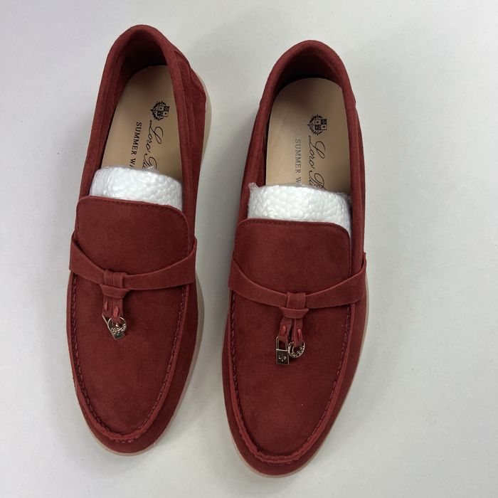 Loro Piana — дамски мокасини 37,38 EU тъмно червени