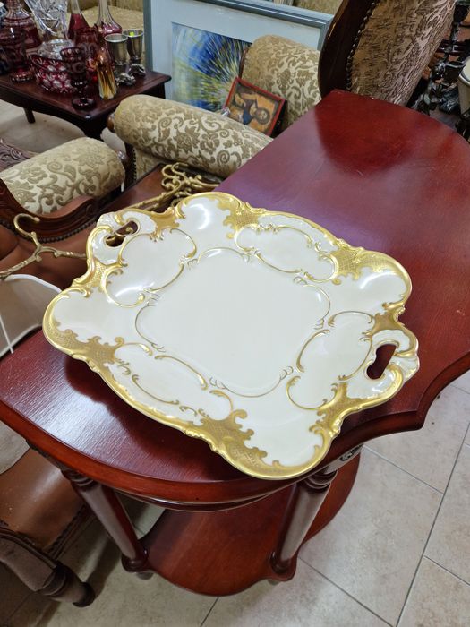 Уникат- Много стара рядка антикварно порцеланово плато Hutschenreuther