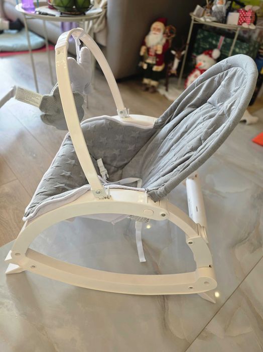 Люлка-шезлонг Lorelli Alex Silver, с масичка, вибрации и музика, сив