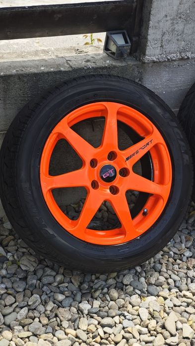 Set Jante 16  + Anvelope Vară  5x112 ,ET40, Volkswagen,Skoda,Audi ,Orange