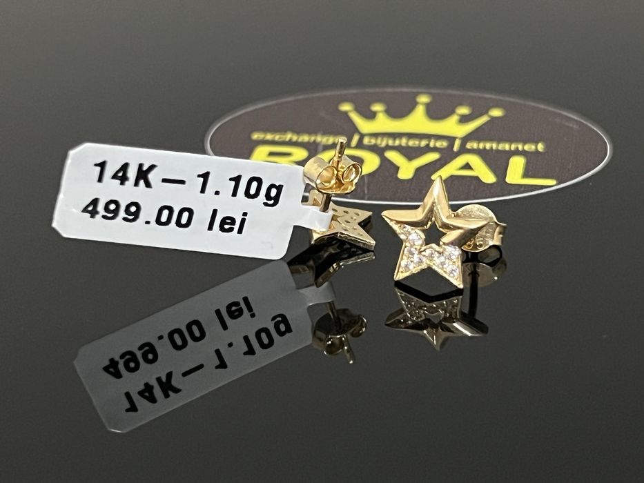 Bijuteria Royal CB : Cercei stea aur 14K 585. 1,10 gr