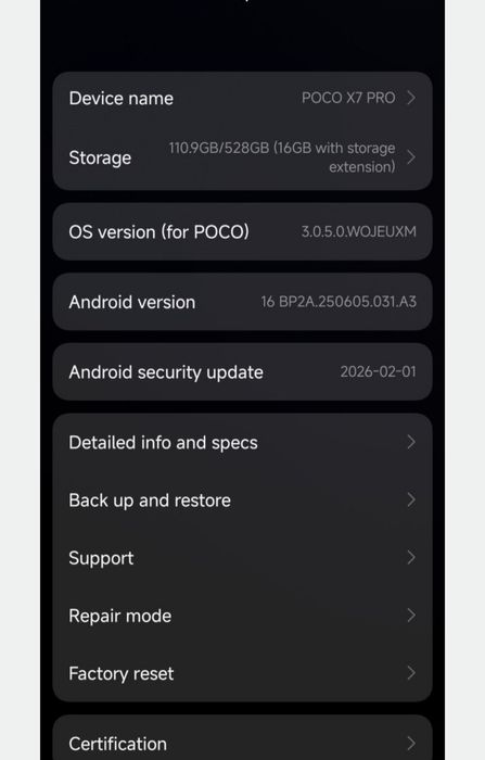 Poco x7 pro 5g  12/512 aspect 9,5/10