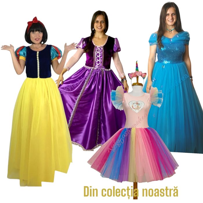 Costum carnaval Alba ca zăpada  deluxe XS, S,M, L,XL,made în România