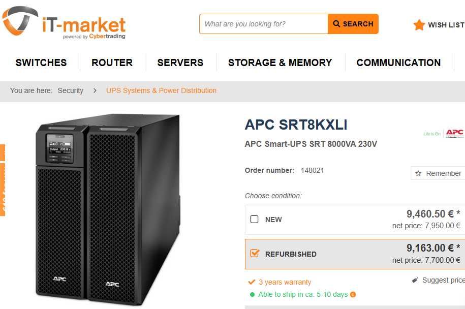 UPS APC 1-16kVA ONLINE (American Power Convertion) cu dubla conversie (cu/fara baterii noi) SURT, SRT si SYMMETRA (puteri de 1-2-3-5-6-8-10-12-16 kVA)
