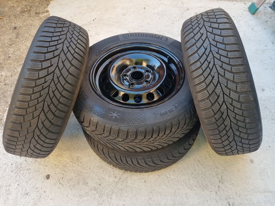 Anvelope iarnă Continental 195/65 R15 + jante tablă 5×112