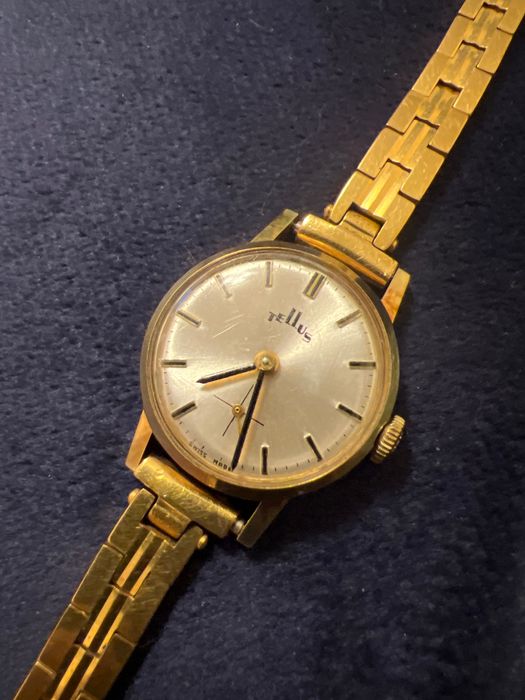 Ceas damă Tellus Swiss made placat cu aur