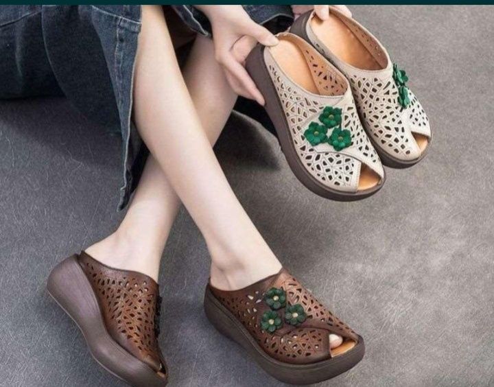 Сабо цвет шоколад и черные на платформе